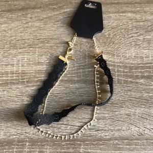 INC Choker Black Suede and Gold Tone